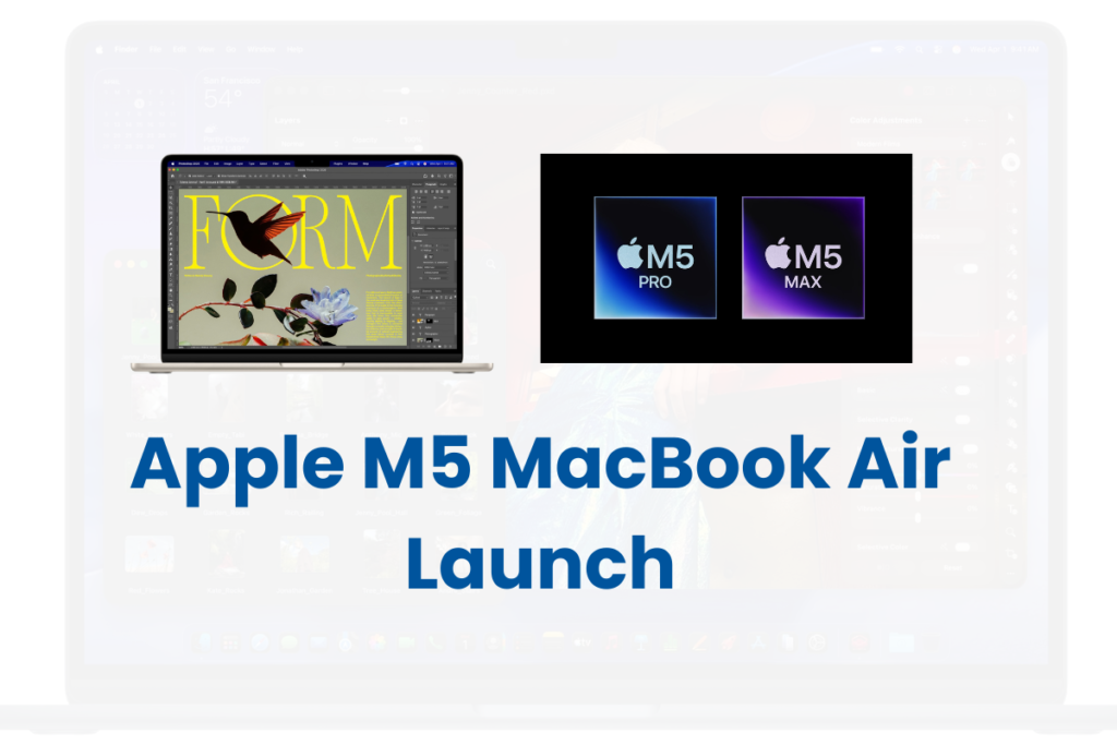 "MacBook Air M5 vs previous AI performance upgrade graphic"